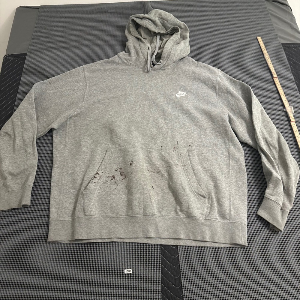 Nike Sportswear Club Fleece Hoodie Mens XL Gray Pullover Futura Logo Stained